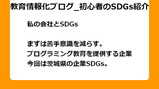 まずは苦手意識を減らす。 プログラミング教育を提供する企業 今回は茨城県の企業SDGs。